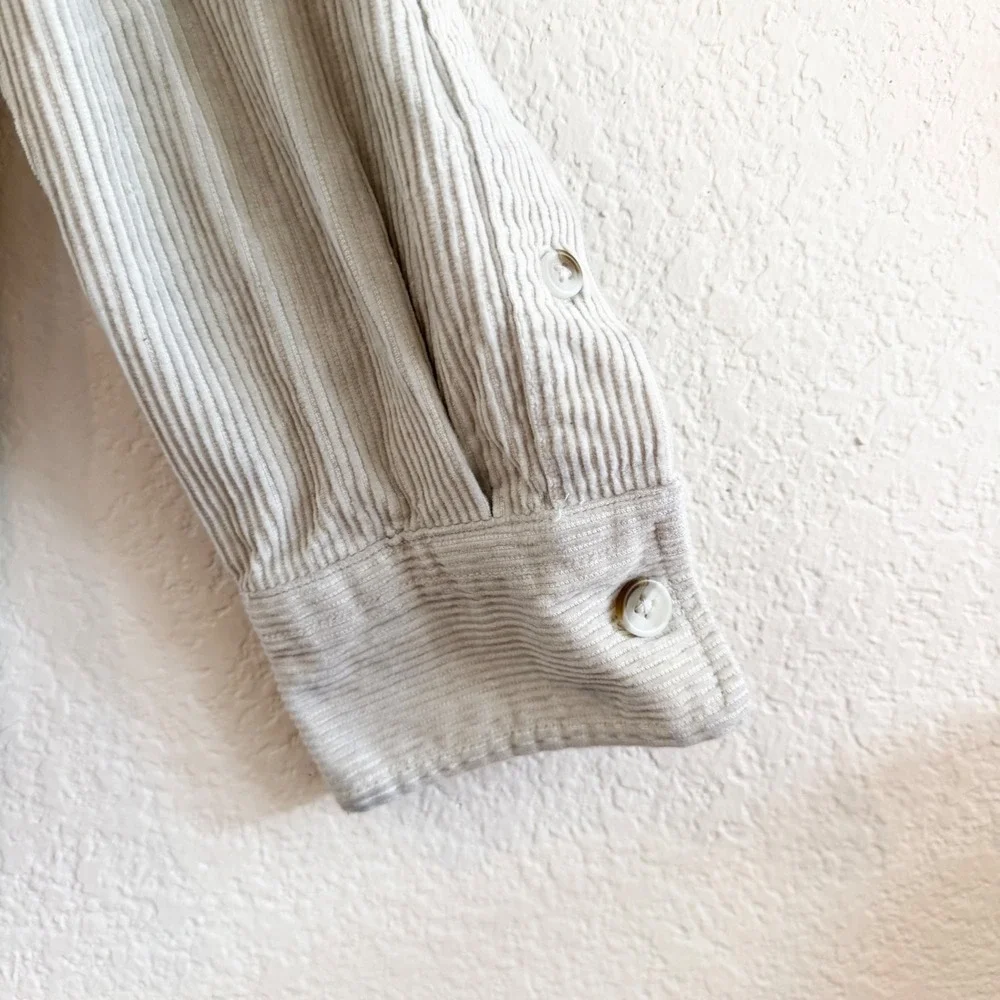 Banana Republic Mens Corduroy Shacket Shirt Beige Long Sleeve Cotton Med